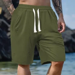 Men's Athletic Shorts Sweat Shorts Shorts Summer Shorts Pocket Drawstring Elastic Waist Plain Comfort Breathable Short Outdoor Sports Classic Casual Black Army Green