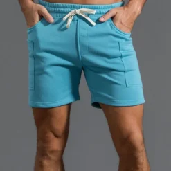 Men's Athletic Shorts Sweat Shorts Shorts Summer Shorts Pocket Drawstring Elastic Waist Plain Comfort Breathable Short Outdoor Sports Classic Casual Black White