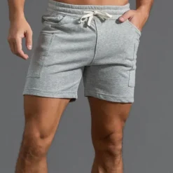 Men's Athletic Shorts Sweat Shorts Shorts Summer Shorts Pocket Drawstring Elastic Waist Plain Comfort Breathable Short Outdoor Sports Classic Casual Black White