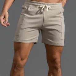 Men's Athletic Shorts Sweat Shorts Shorts Summer Shorts Pocket Drawstring Elastic Waist Plain Comfort Breathable Short Outdoor Sports Classic Casual Black White