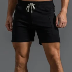 Men's Athletic Shorts Sweat Shorts Shorts Summer Shorts Pocket Drawstring Elastic Waist Plain Comfort Breathable Short Outdoor Sports Classic Casual Black White