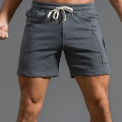 Men's Athletic Shorts Sweat Shorts Shorts Summer Shorts Pocket Drawstring Elastic Waist Plain Comfort Breathable Short Outdoor Sports Classic Casual Black White