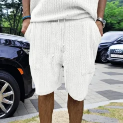 Men's Athletic Shorts Sweat Shorts Shorts Summer Shorts Pocket Drawstring Elastic Waist Plain Comfort Breathable Knee Length Outdoor Sports Classic Casual Black White