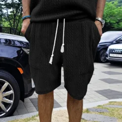 Men's Athletic Shorts Sweat Shorts Shorts Summer Shorts Pocket Drawstring Elastic Waist Plain Comfort Breathable Knee Length Outdoor Sports Classic Casual Black White