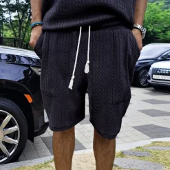Men's Athletic Shorts Sweat Shorts Shorts Summer Shorts Pocket Drawstring Elastic Waist Plain Comfort Breathable Knee Length Outdoor Sports Classic Casual Black White