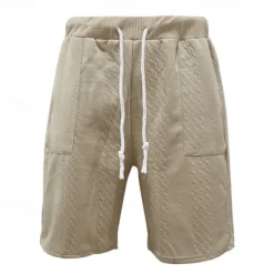 Men's Athletic Shorts Sweat Shorts Shorts Summer Shorts Pocket Drawstring Elastic Waist Plain Comfort Breathable Knee Length Outdoor Sports Classic Casual Black White