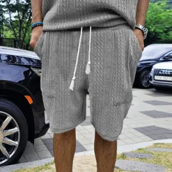 Men's Athletic Shorts Sweat Shorts Shorts Summer Shorts Pocket Drawstring Elastic Waist Plain Comfort Breathable Knee Length Outdoor Sports Classic Casual Black White