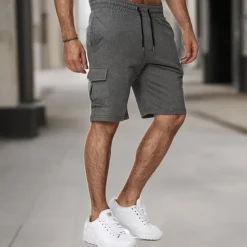 Men's Athletic Shorts Sweat Shorts Casual Shorts Drawstring Solid Colored Cycling Outdoor Knee Length Outdoor Leisure Sports Shorts Athleisure Black Blue Micro-elastic