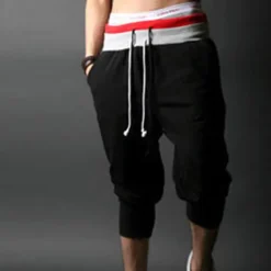 Men's Athletic Shorts Sweatpants Capri Pants Drawstring Color Block Comfort Breathable Casual Daily Streetwear Sports Fashion Black White Micro-elastic