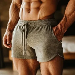 Men's Athletic Shorts Sweat Shorts Shorts Summer Shorts Pocket Elastic Waist Drawstring Plain Comfort Breathable Short Outdoor Sports Classic Casual Gray