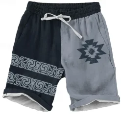 Men's Aztec Ethnic Shorts Beach Shorts Casual Shorts Mid Waist Vacation Streetwear Hawaiian Outdoor Casual Holiday Drawstring Side Pockets Designer Clothing Apparel