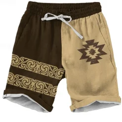 Men's Aztec Ethnic Shorts Beach Shorts Casual Shorts Mid Waist Vacation Streetwear Hawaiian Outdoor Casual Holiday Drawstring Side Pockets Designer Clothing Apparel