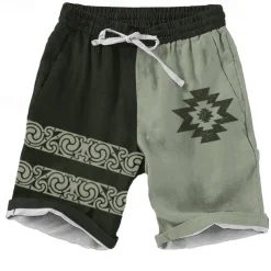 Men's Aztec Ethnic Shorts Beach Shorts Casual Shorts Mid Waist Vacation Streetwear Hawaiian Outdoor Casual Holiday Drawstring Side Pockets Designer Clothing Apparel
