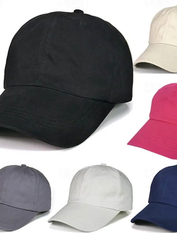 Men's Baseball Cap Black White Cotton Streetwear Stylish Casual Daily Outdoor clothing Holiday Plain Sunscreen