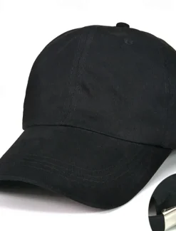 Men's Baseball Cap Black White Cotton Streetwear Stylish Casual Daily Outdoor clothing Holiday Plain Sunscreen