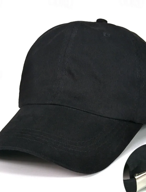 Men's Baseball Cap Black White Cotton Streetwear Stylish Casual Daily Outdoor clothing Holiday Plain Sunscreen