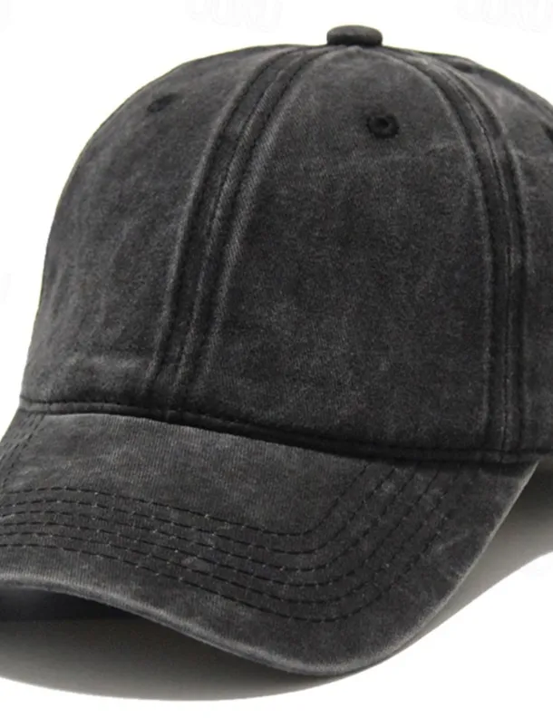 Men's Baseball Cap Black Yellow Cotton Streetwear Stylish Casual Daily Outdoor clothing Holiday Plain Sunscreen