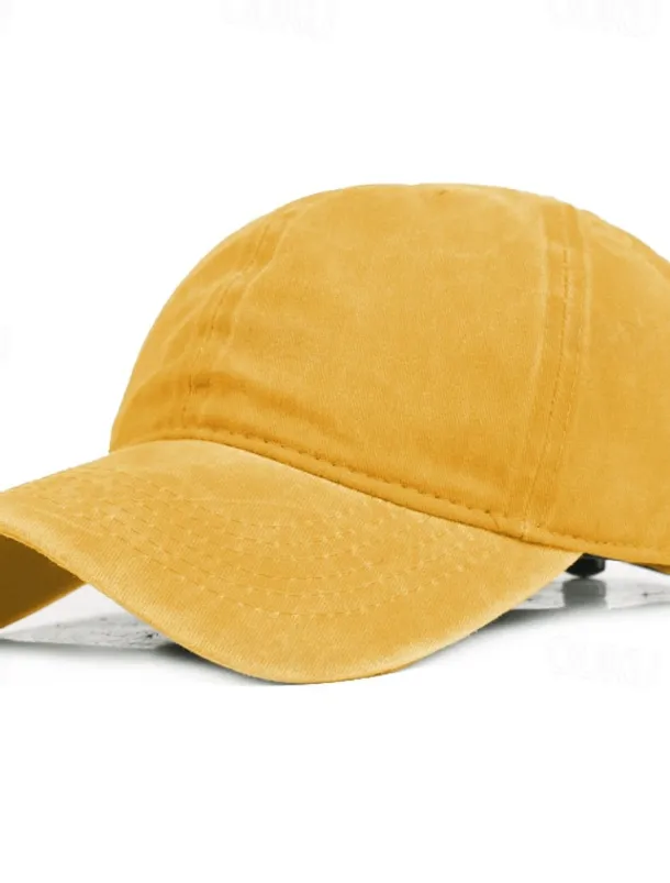 Men's Baseball Cap Black Yellow Cotton Streetwear Stylish Casual Daily Outdoor clothing Holiday Plain Sunscreen