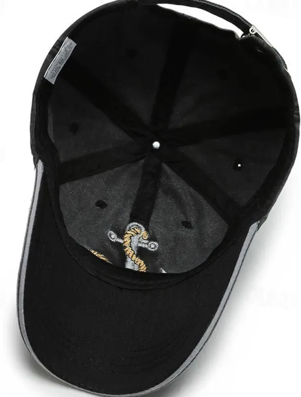 Men's Baseball Cap Sun Hat Trucker Hat Black Navy Blue Polyester Embroidered Fashion Casual Street Daily Anchor Adjustable Sunscreen Breathable