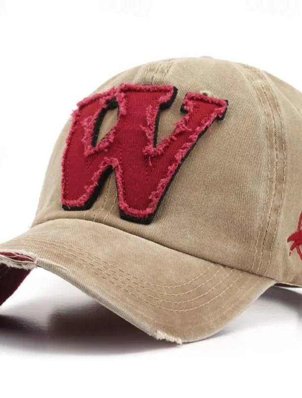 Men's Baseball Cap Sun Hat Trucker Hat Black khaki 100% Cotton Embroidered Fashion Casual Street Daily Patchwork Letter Adjustable Sunscreen Breathable