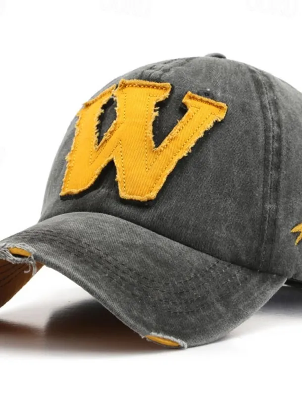 Men's Baseball Cap Sun Hat Trucker Hat Black khaki 100% Cotton Embroidered Fashion Casual Street Daily Patchwork Letter Adjustable Sunscreen Breathable