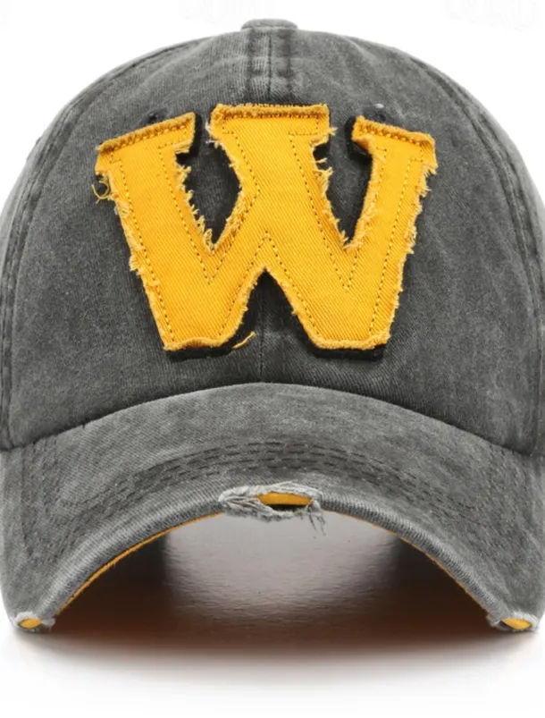 Men's Baseball Cap Sun Hat Trucker Hat Black khaki 100% Cotton Embroidered Fashion Casual Street Daily Patchwork Letter Adjustable Sunscreen Breathable