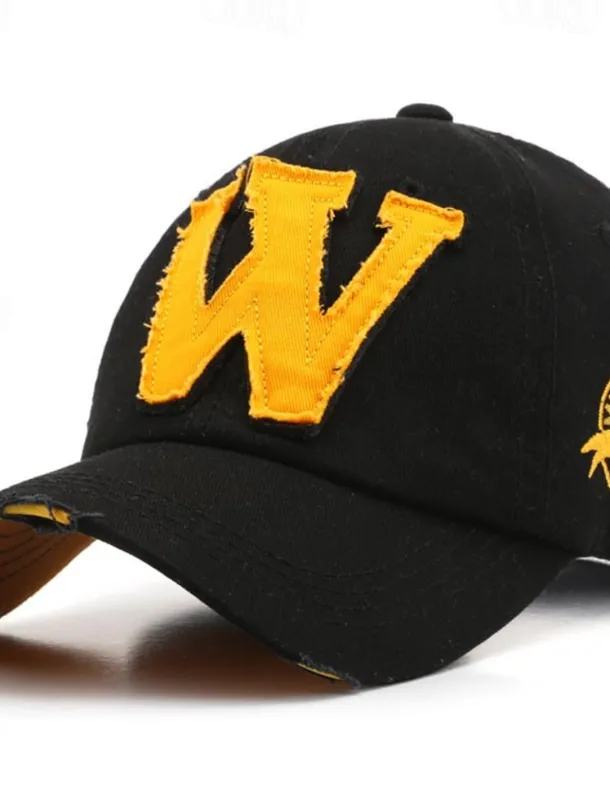 Men's Baseball Cap Sun Hat Trucker Hat Black khaki 100% Cotton Embroidered Fashion Casual Street Daily Patchwork Letter Adjustable Sunscreen Breathable