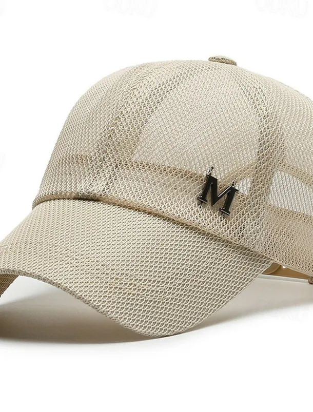 Men's Baseball Cap Sun Hat Trucker Hat Black Navy Blue Polyester Mesh Fashion Casual Street Daily Plain Adjustable Sunscreen Breathable