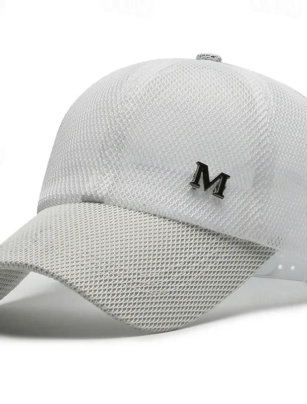 Men's Baseball Cap Sun Hat Trucker Hat Black Navy Blue Polyester Mesh Fashion Casual Street Daily Plain Adjustable Sunscreen Breathable