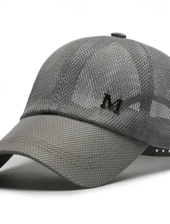 Men's Baseball Cap Sun Hat Trucker Hat Black Navy Blue Polyester Mesh Fashion Casual Street Daily Plain Adjustable Sunscreen Breathable