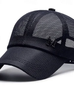Men's Baseball Cap Sun Hat Trucker Hat Black Navy Blue Polyester Mesh Fashion Casual Street Daily Plain Adjustable Sunscreen Breathable