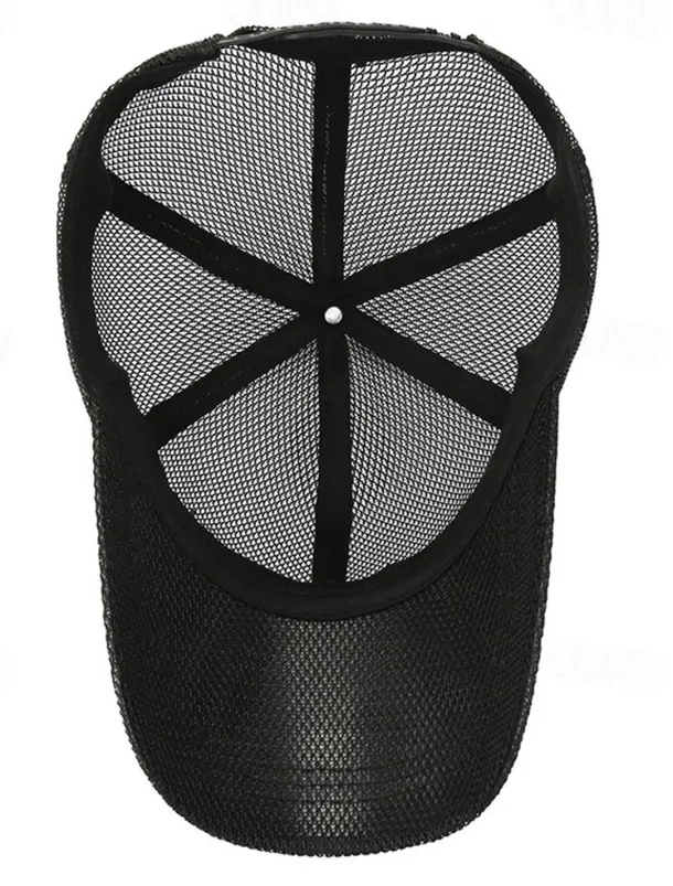 Men's Baseball Cap Sun Hat Trucker Hat Black Navy Blue Polyester Mesh Fashion Casual Street Daily Plain Adjustable Sunscreen Breathable