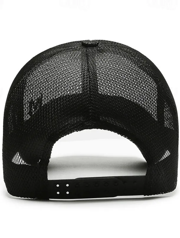 Men's Baseball Cap Sun Hat Trucker Hat Black Navy Blue Polyester Mesh Fashion Casual Street Daily Plain Adjustable Sunscreen Breathable