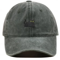 Men's Baseball Cap Sun Hat Trucker Hat White Dark Green Polyester Fashion Casual Street Daily Cat Adjustable Sunscreen Breathable