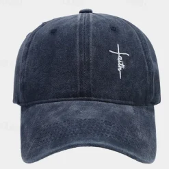 Men's Baseball Cap Sun Hat Trucker Hat Black White Cotton Embroidered Fashion Casual Daily Festival Cross Faith Sunscreen Breathable