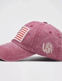 Men's Baseball Cap Sun Hat Trucker Hat Black Yellow Cotton Embroidered Fashion Casual Street Daily American US Flag Adjustable Sunscreen Breathable