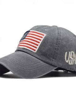 Men's Baseball Cap Sun Hat Trucker Hat Black Yellow Cotton Embroidered Fashion Casual Street Daily American US Flag Adjustable Sunscreen Breathable