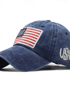 Men's Baseball Cap Sun Hat Trucker Hat Black Yellow Cotton Embroidered Fashion Casual Street Daily American US Flag Adjustable Sunscreen Breathable