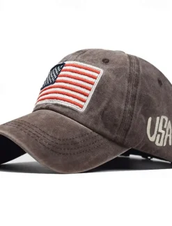 Men's Baseball Cap Sun Hat Trucker Hat Black Yellow Cotton Embroidered Fashion Casual Street Daily American US Flag Adjustable Sunscreen Breathable