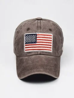 Men's Baseball Cap Sun Hat Trucker Hat Black Yellow Cotton Embroidered Fashion Casual Street Daily American US Flag Adjustable Sunscreen Breathable