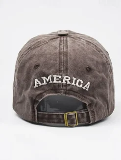 Men's Baseball Cap Sun Hat Trucker Hat Black Yellow Cotton Embroidered Fashion Casual Street Daily American US Flag Adjustable Sunscreen Breathable