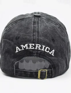 Men's Baseball Cap Sun Hat Trucker Hat Black Yellow Cotton Embroidered Fashion Casual Street Daily American US Flag Adjustable Sunscreen Breathable