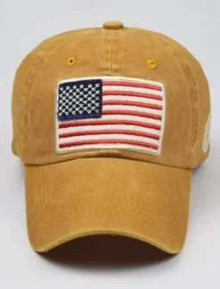 Men's Baseball Cap Sun Hat Trucker Hat Black Yellow Cotton Embroidered Fashion Casual Street Daily American US Flag Adjustable Sunscreen Breathable