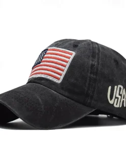 Men's Baseball Cap Sun Hat Trucker Hat Black Yellow Cotton Embroidered Fashion Casual Street Daily American US Flag Adjustable Sunscreen Breathable