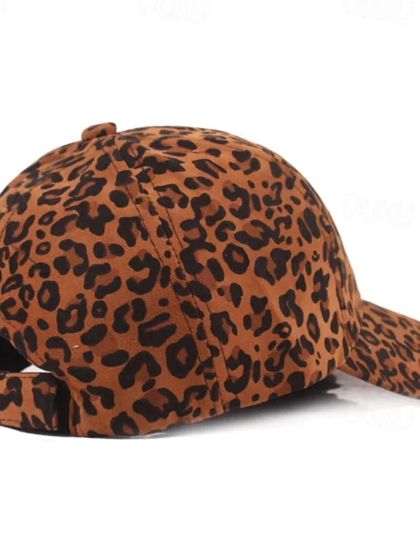 Men's Baseball Cap White Brown Cotton Print Streetwear Stylish Casual Daily Outdoor clothing Holiday Cheetah Print Zebra Print Sunscreen