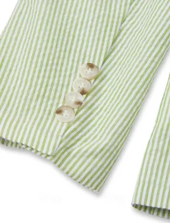 Men's Beach Wedding Suits Champagne Sky Blue Lightweight Striped Standard Fit 2 Piece Single Breasted Two-buttons