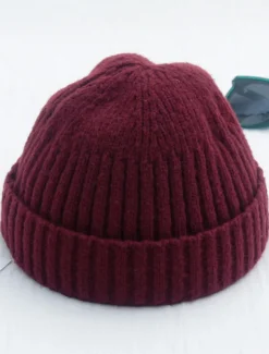 Men's Beanie Hat Fisherman Beanie Trawler Beanie Watch Cap Beanies Light Yellow Black Cotton Sports Travel Roll up Edge Outdoor Vacation Plain Windproof Warm