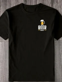 Men's Bear Oktoberfest Beer T Shirt Tee Top 100% Cotton Short Sleeve Graphic Shirt Black White Comfortable Tee Street Sports Outdoor Fashion Designer Clothing