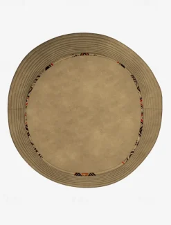 Men's Beige Bucket Hat with Ethnic Geometric Print - Stylish Summer Hat for Outdoor Adventures and Festivals