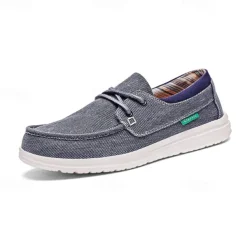 Men's Beige Canvas Boat Shoes with Lace-Up Design and Comfortable Sole – Ideal for Casual and Outdoor Activities